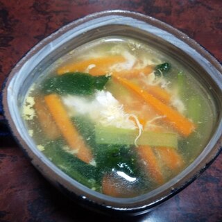 人参と小松菜の玉子スープ